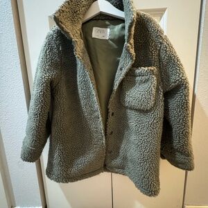 Zara Kids Green Sherpa Jacket